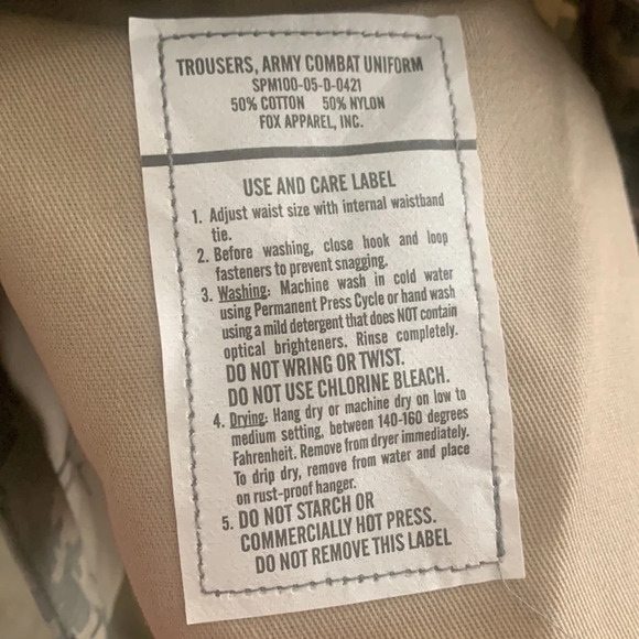 Men’s Army Combat Uniform Camouflage Pants Trousers Medium-Long - Picture 10 of 12